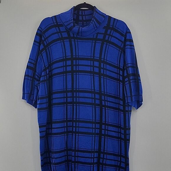 3 For$20 Lane Bryant  Royale Blue Shirt w/ Black Plaid lines size 26/28 - Picture 1 of 7